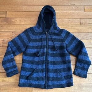 Grunge striped wool zip up hoodie